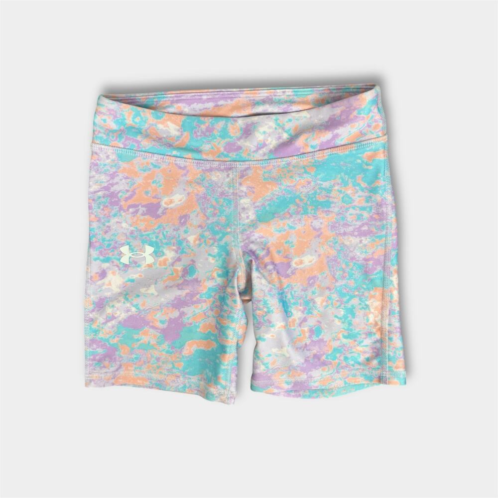 Under Armour Girls Heat Gear Printed Bike Shorts - Picture 1 of 9